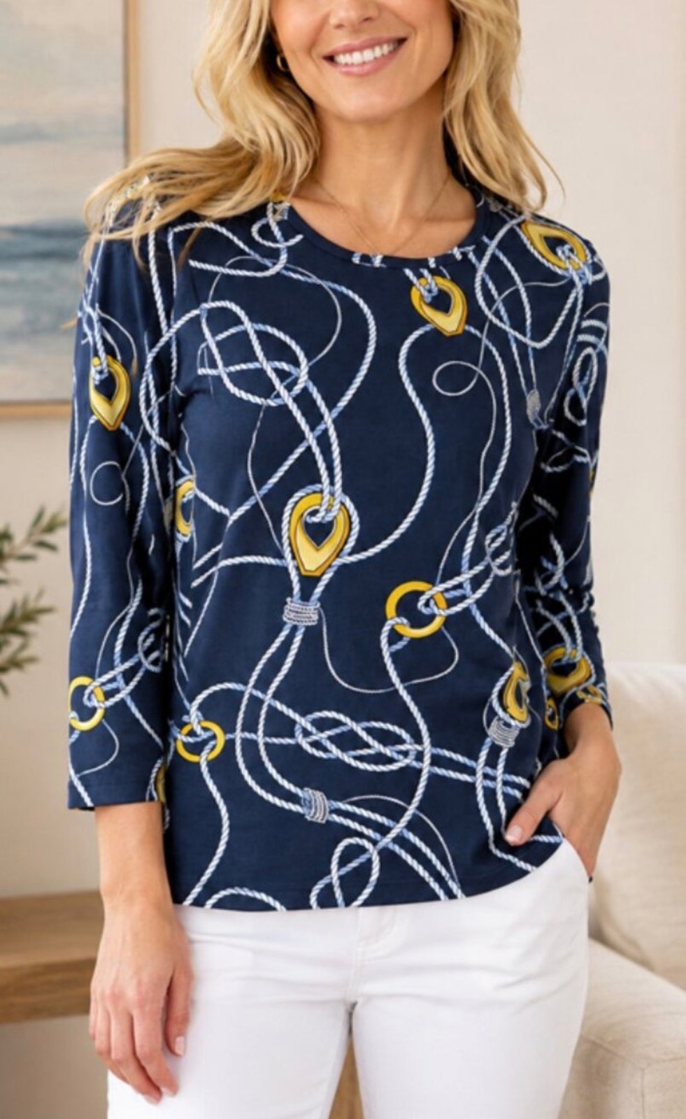 J. Mclaughlin Nautical Rope Knot Signature Top Catalina Cloth Size Xs